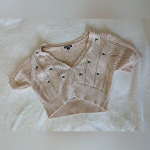 Wild Fable Baby Pink Crew Neck Crop Top Sweater Cozy Knit